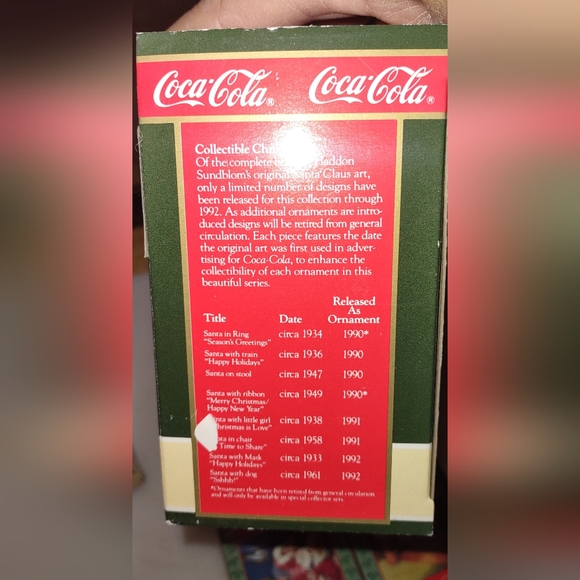 Vintage bundle 1990's Coca Cola Santa Ornaments & Cards New In Boxes Great Gift - Picture 10 of 11